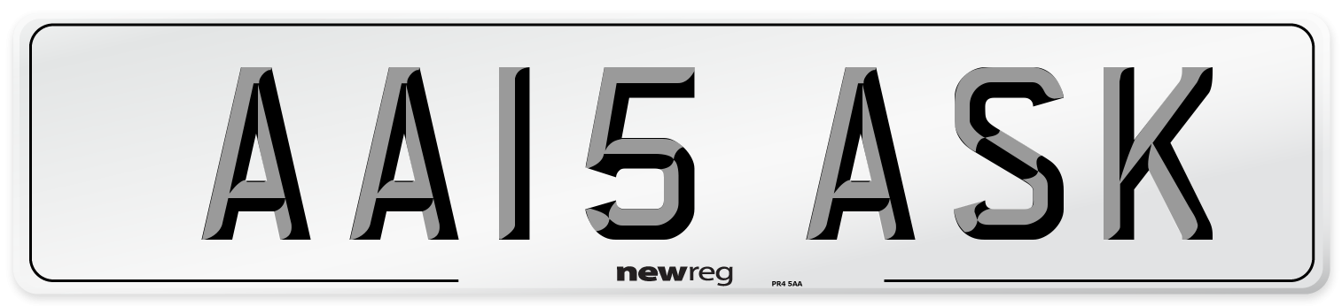 AA15 ASK Number Plate from New Reg